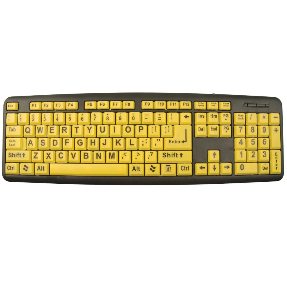 Teclado XLSee con letra grande - Negro sobre amarillo